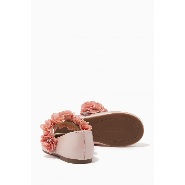 Babywalker - 3D Floral Ballerina Shoes in Leather Pink