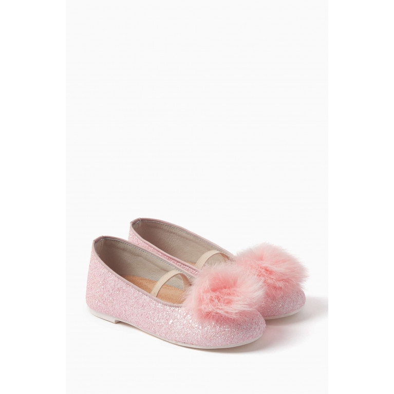 Babywalker - Glitter-embellished Ballerina Shoes Pink