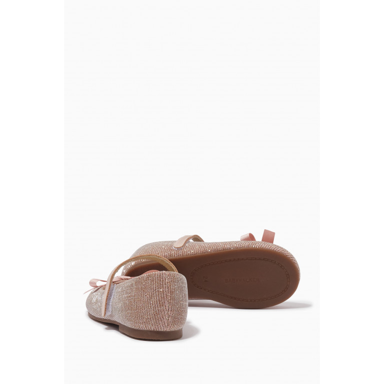 Babywalker - Glitter-embellished Bow Ballerina Shoes Pink