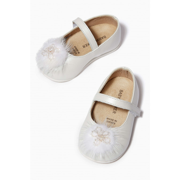 Babywalker - Pom Pom Ballerina Shoes in Smooth Leather