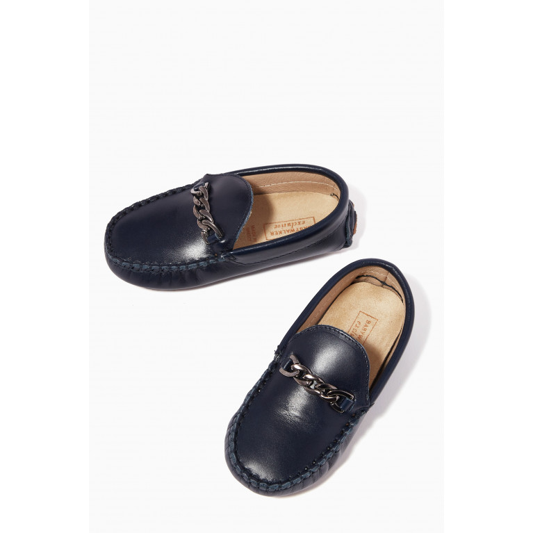 Babywalker - Chain Loafers in Leather Blue