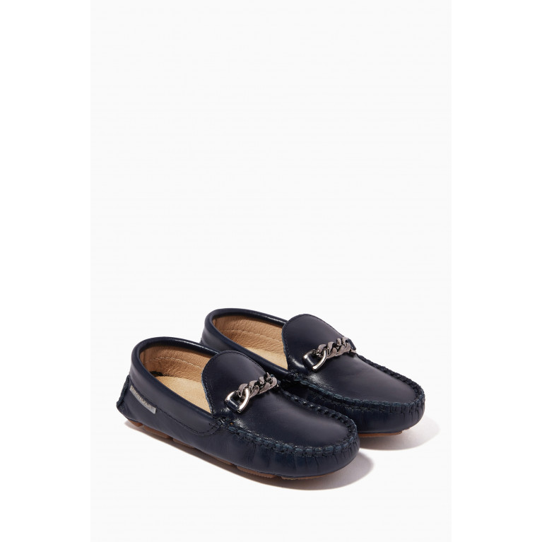 Babywalker - Chain Loafers in Leather Blue