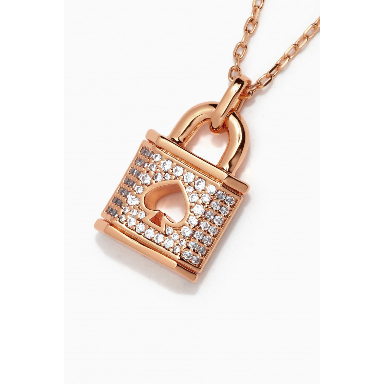 Kate Spade New York - Lock & Spade Mini Pavé Pendant Necklace in Metal Rose Gold