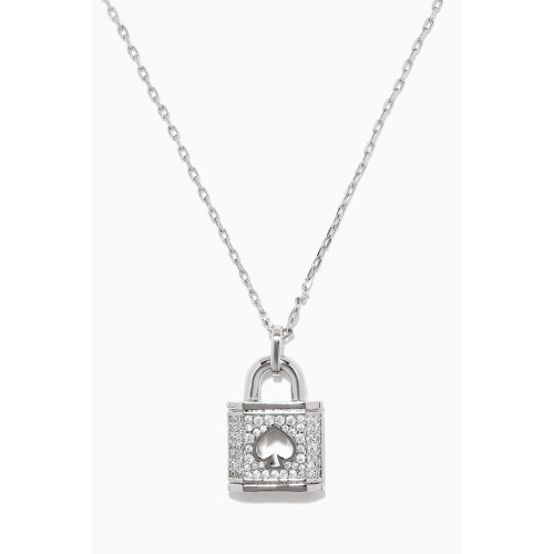 Kate Spade New York - Lock & Spade Mini Pavé Pendant Necklace in Metal Silver
