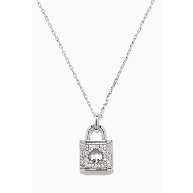 Kate Spade New York - Lock & Spade Mini Pavé Pendant Necklace in Metal Silver