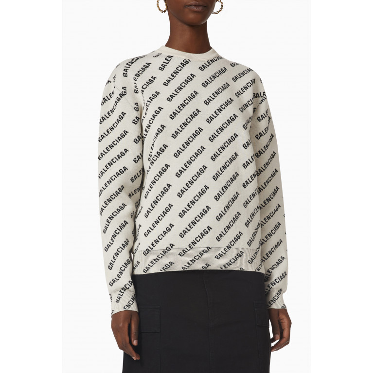 Balenciaga - Allover Logo Sweatshirt in Cotton Blend