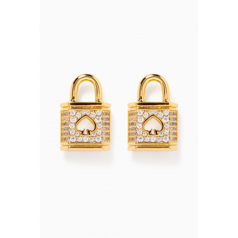 Kate Spade New York - Lock & Spade Pavé Stud Earrings Gold