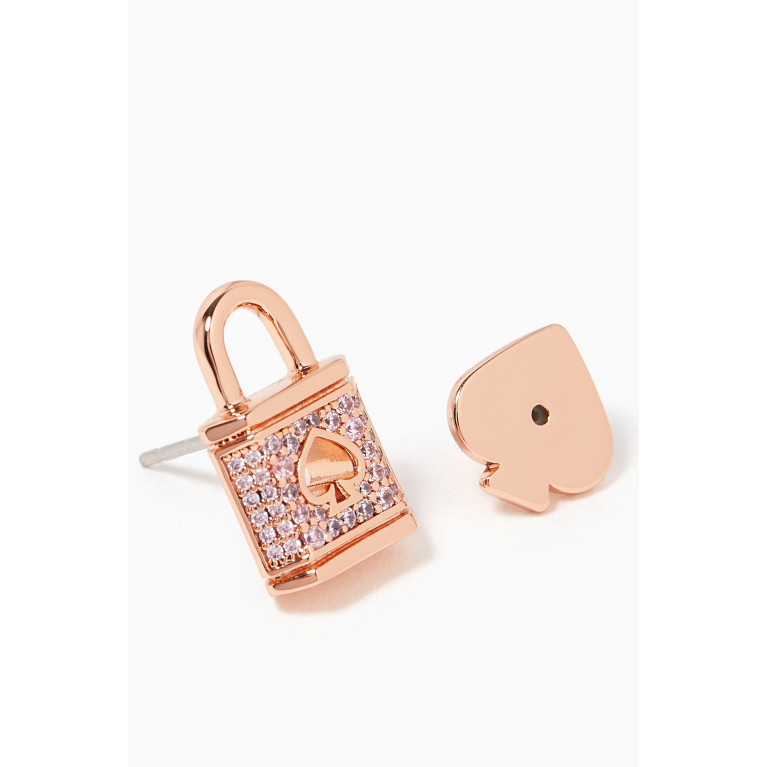 Kate Spade New York - Lock & Spade Pavé Stud Earrings in Rose-gold Metal Rose Gold