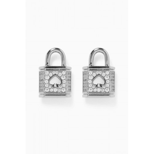 Kate Spade New York - Lock & Spade Pavé Stud Earrings in Silver Metal Silver