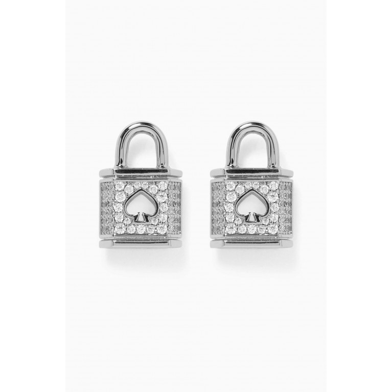 Kate Spade New York - Lock & Spade Pavé Stud Earrings in Silver Metal Silver