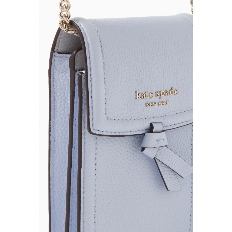 Kate Spade New York - Knott North South Phone Crossbody Bag in Pebbled Leather Blue