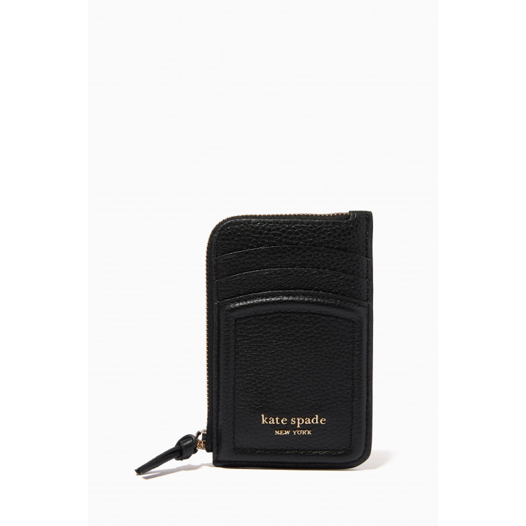Kate Spade New York - Knot Zip Card Case in Leather Black