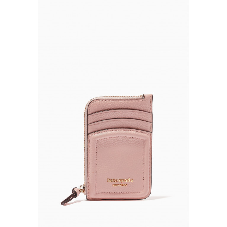 Kate Spade New York - Knot Zip Card Case in Leather Pink