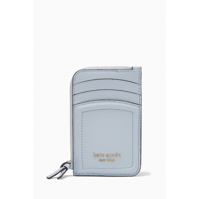 Kate Spade New York - Knot Zip Card Case in Leather Blue