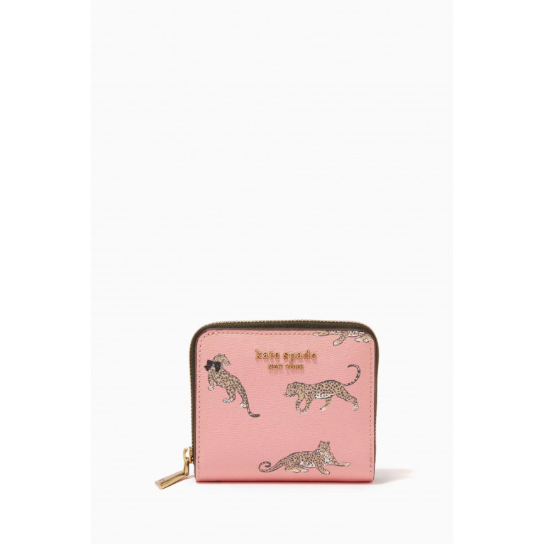 Kate Spade New York - Small Morgan Leopard Compact Wallet in Faux Leather