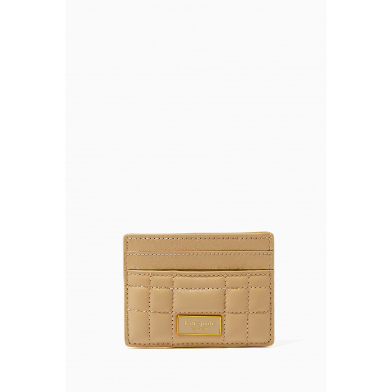 Kate Spade New York - Evelyn Card Case in Quilted Leather Neutral