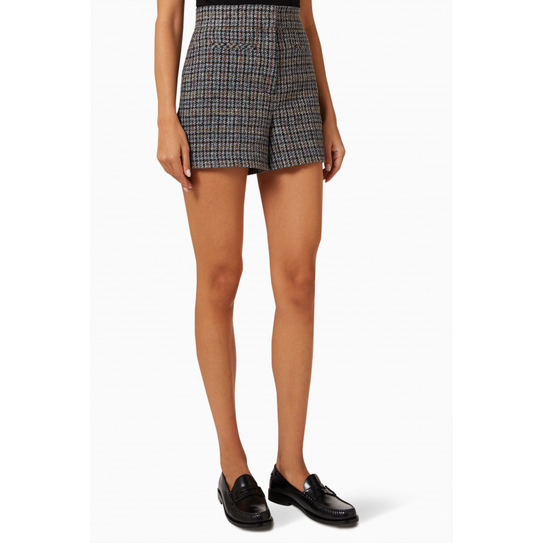 Sandro - Checked High-rise Shorts in Wool-blend