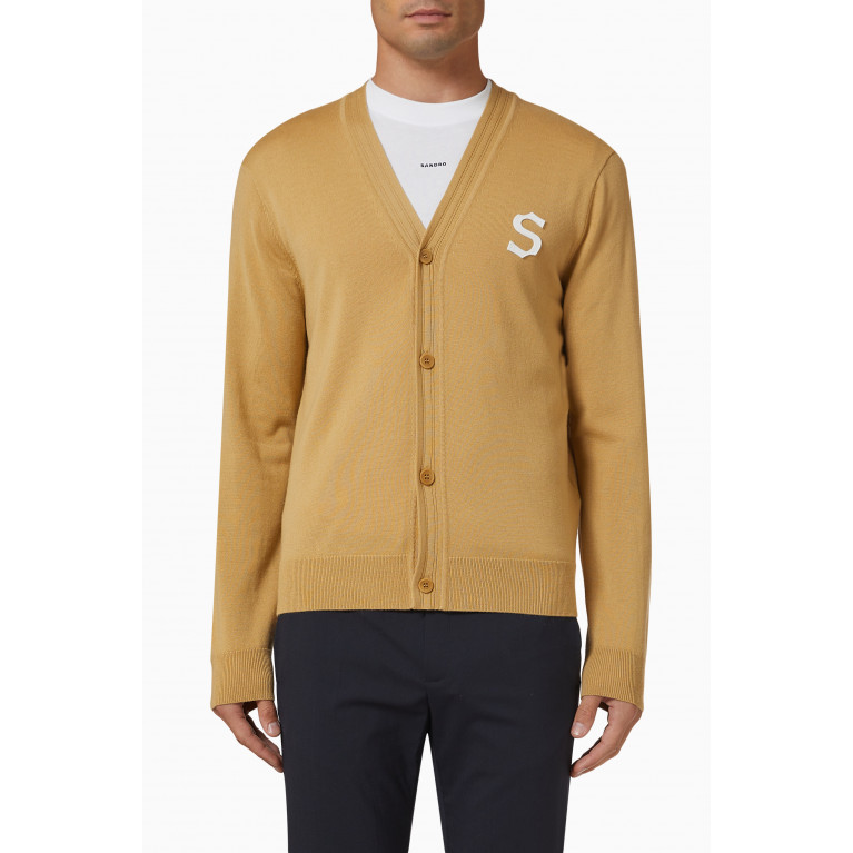 Sandro - "S" Logo Cardigan in Wool Brown