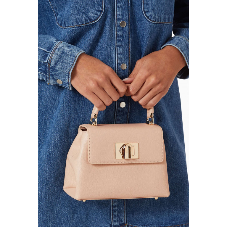 Furla - 1927 Mini Top Handle Bag in Grained Leather Pink