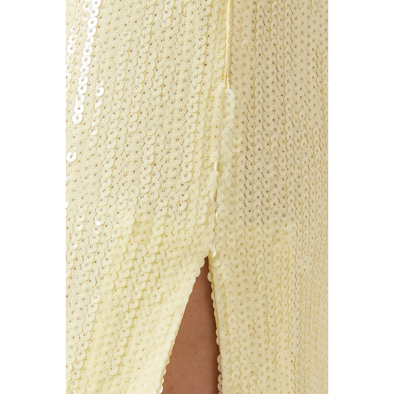 Galvan - Beating Heart Sequin Maxi Skirt in Stretch-tulle White