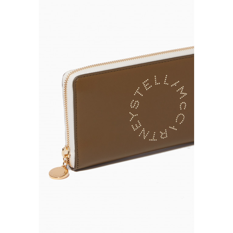 Stella McCartney - Stella Logo Long Zip Wallet in Eco Alter Nappa Brown