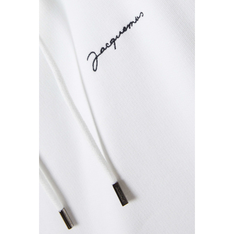 Jacquemus - Embroidered Logo Hoodie in Organic Cotton White
