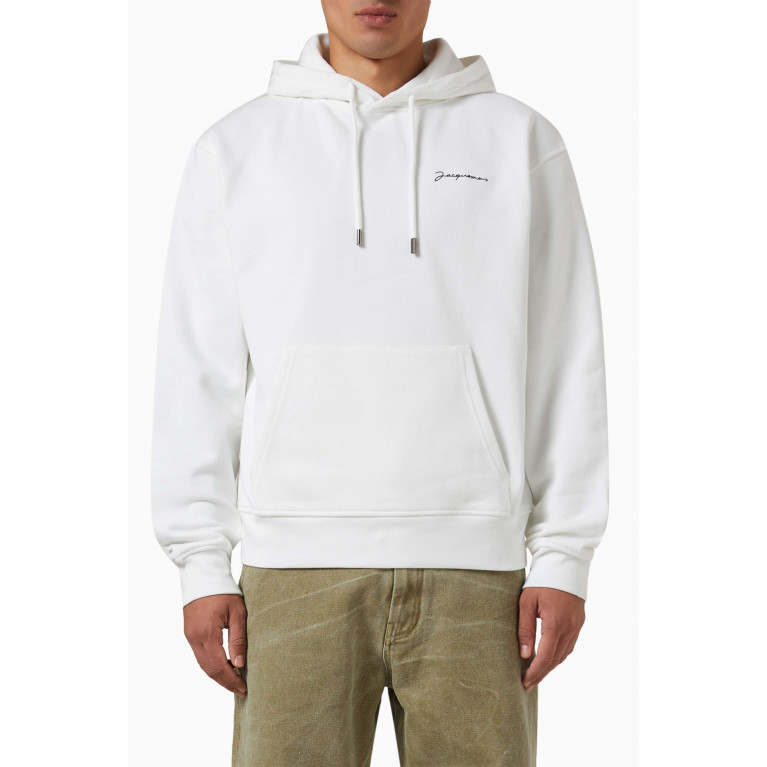 Jacquemus - Embroidered Logo Hoodie in Organic Cotton White