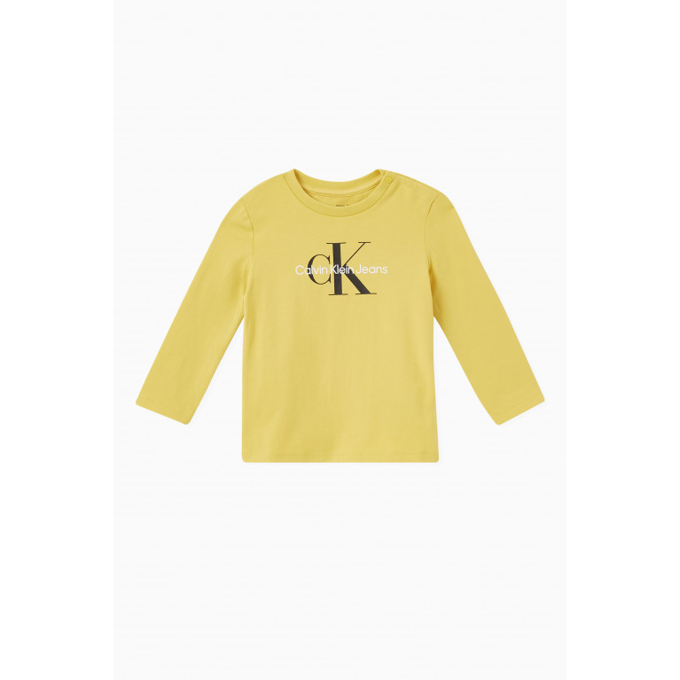 Calvin Klein - Monogram-print T-shirt in Organic Cotton Yellow