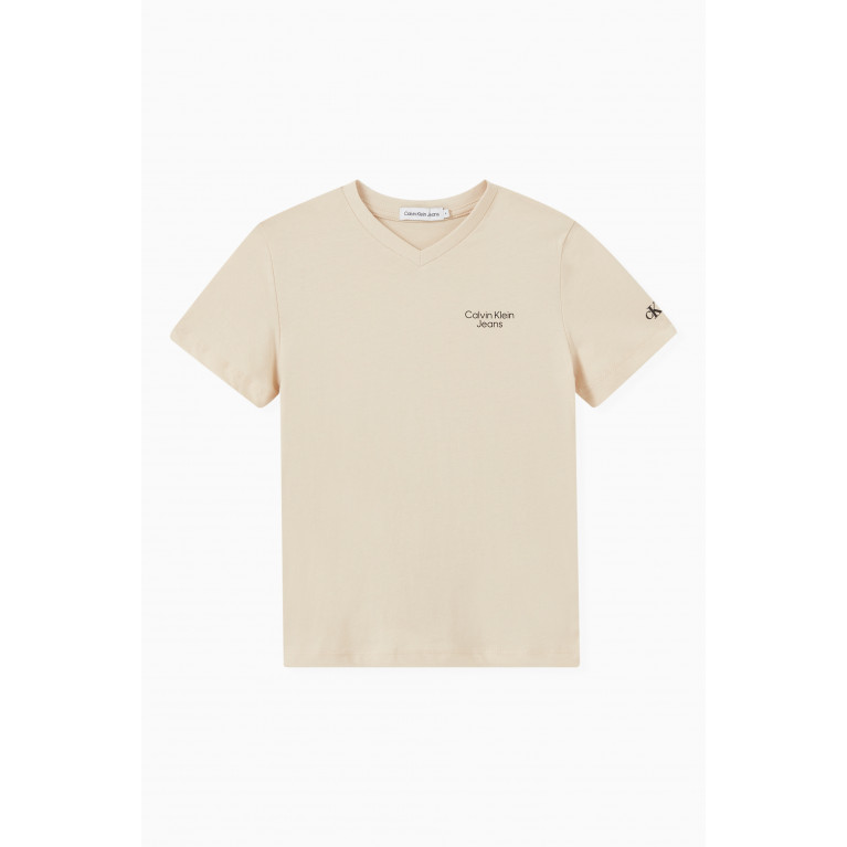 Calvin Klein - V-neck Logo T-shirt in Cotton Neutral