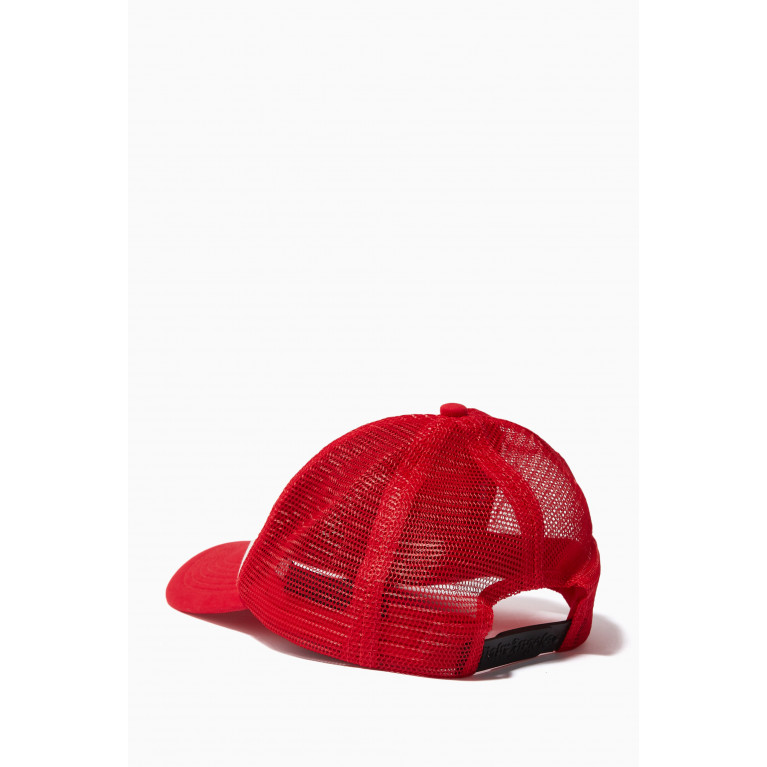 Palm Angels - Curved Logo Trucker Cap in Cotton & Mesh Red