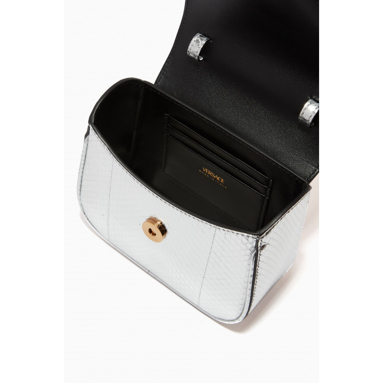 Versace - La Medusa Mini Bag in Metallic Snakeskin-effect Leather