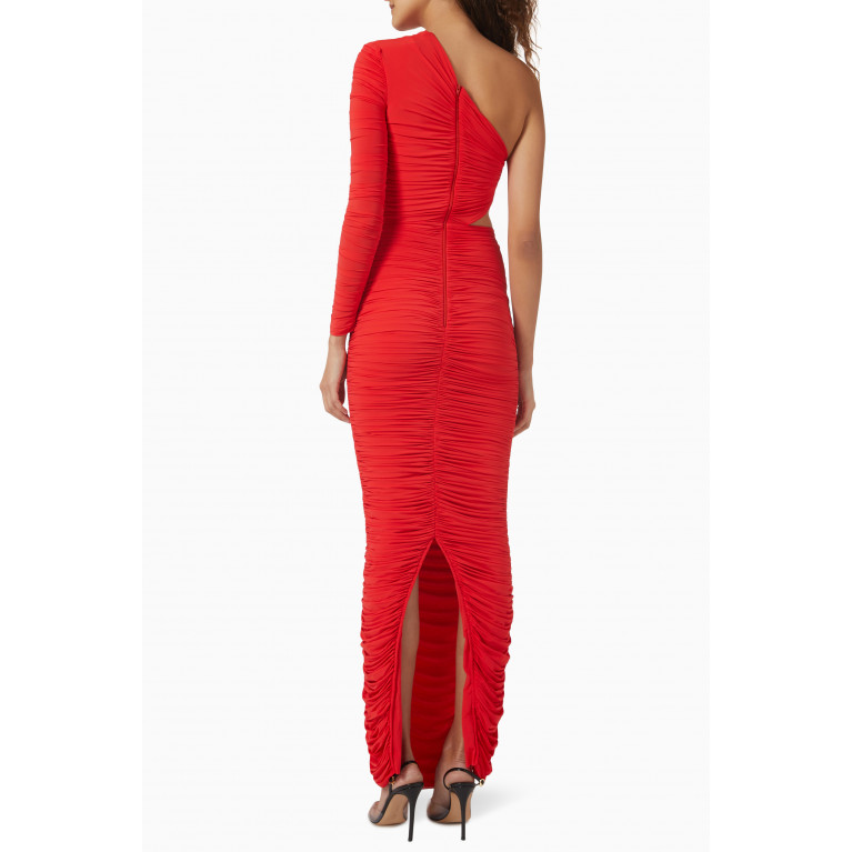 Alex Perry - Channing One-shoulder Maxi Dress in Satin Crepe Red