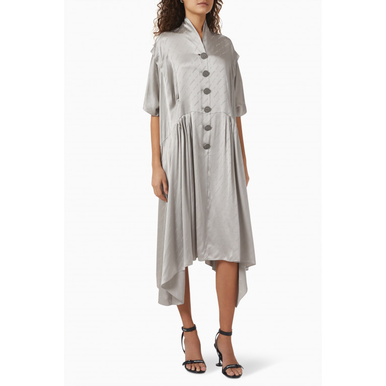 Balenciaga - Oversized Button Dress in Logo Viscose Jacquard
