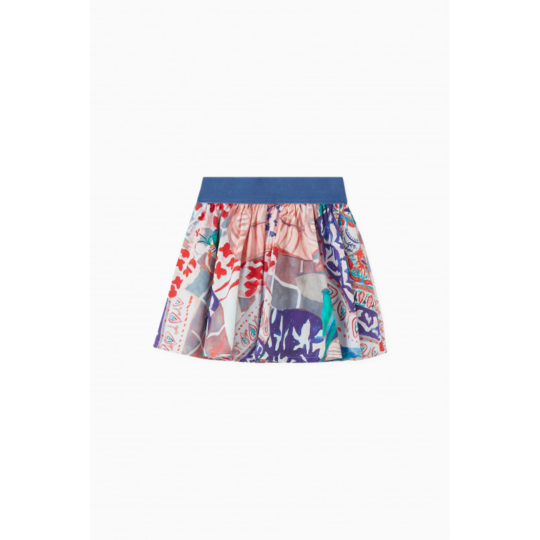 Pan con Chocolate - Alicia Expressionist-print Skirt in Cotton