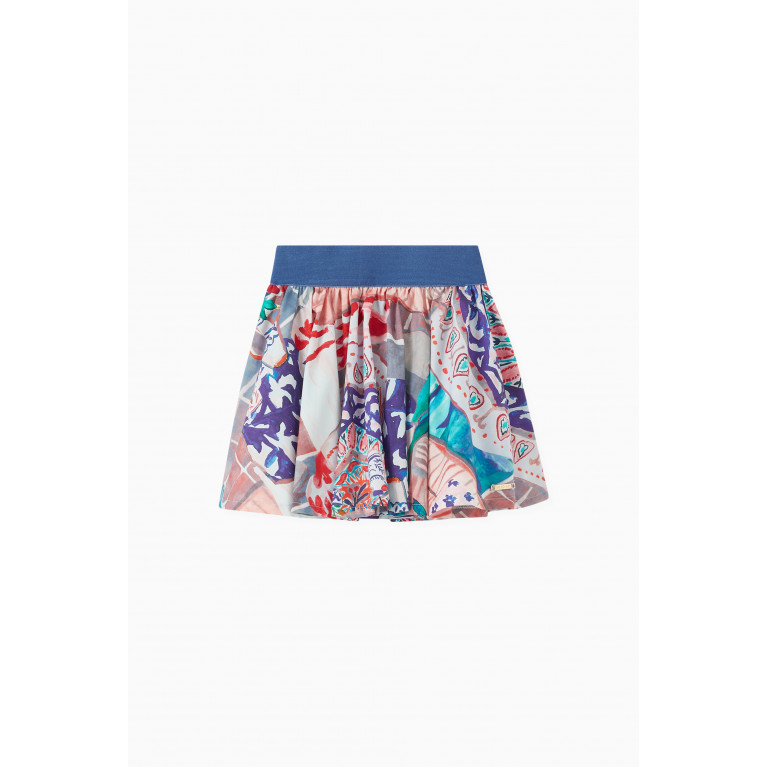 Pan con Chocolate - Alicia Expressionist-print Skirt in Cotton