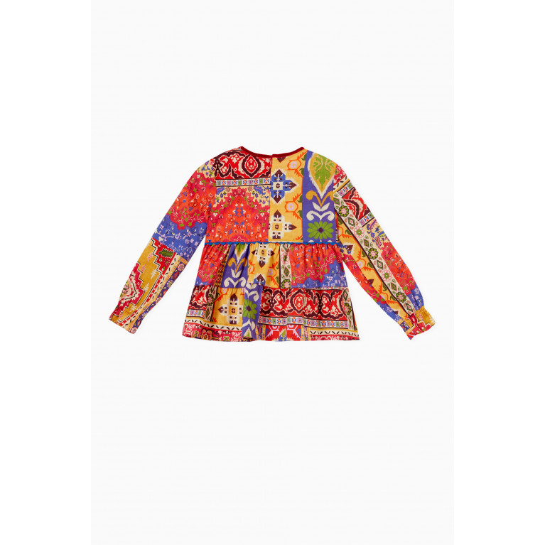 Pan con Chocolate - Doly Printed Patchwork Top in Cotton-poplin