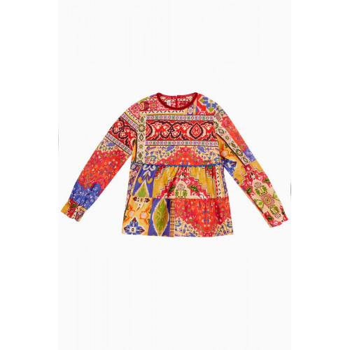 Pan con Chocolate - Doly Printed Patchwork Top in Cotton-poplin