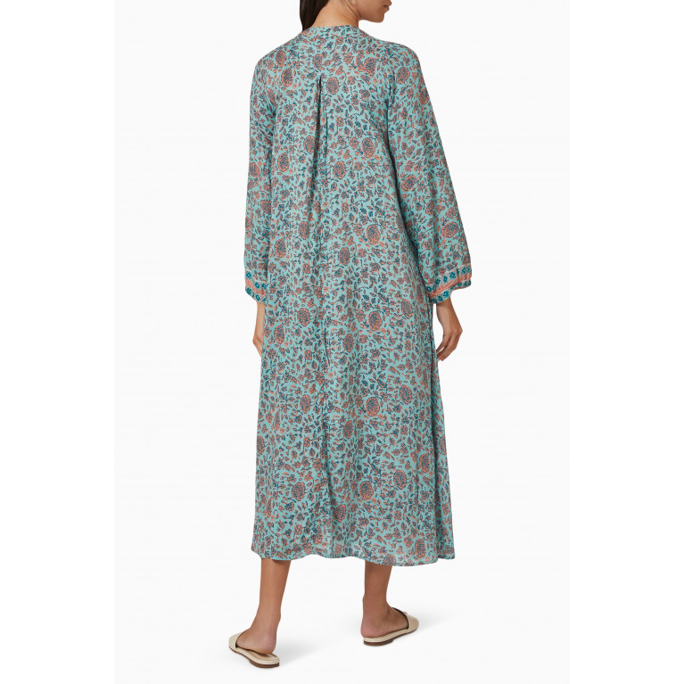 Natalie Martin - Fiore Printed Maxi Dress in Rayon Green