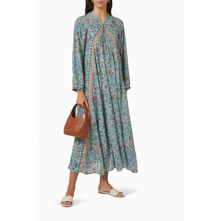 Natalie Martin - Fiore Printed Maxi Dress in Rayon Green