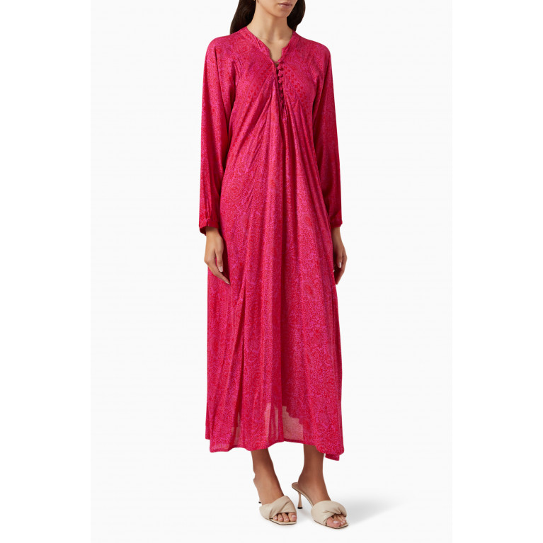 Natalie Martin - Fiore Printed Maxi Dress in Rayon Pink