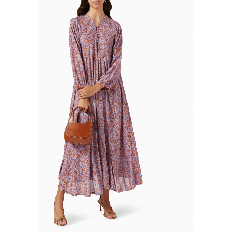 Natalie Martin - Fiore Printed Maxi Dress in Rayon Purple