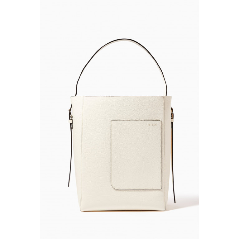 Valextra - Medium Bucket Bag in Calf Leather White
