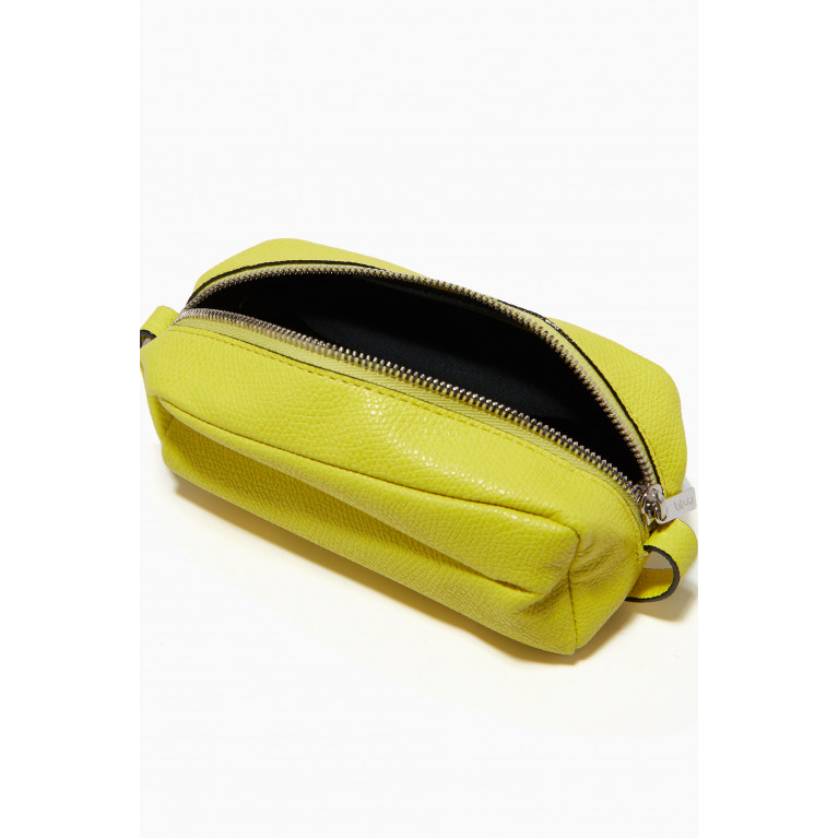 Valextra - Micro Beauty Case in Calf Leather Yellow
