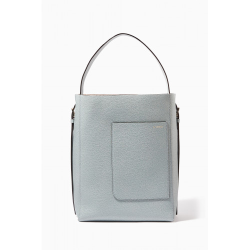Valextra - Medium Bucket Bag in Calf Leather Blue