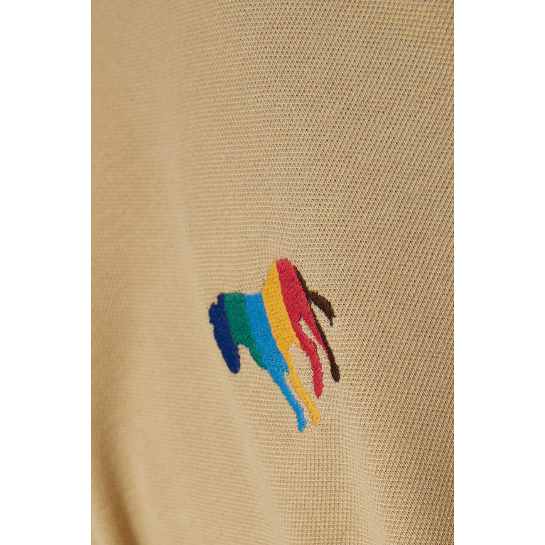 PS Paul Smith - Broad Stripe Zebra Logo Polo Shirt in Organic Cotton Brown