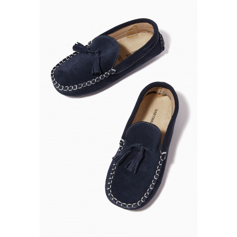 Babywalker - Tassel Loafers in Suede Leather Blue
