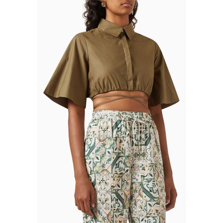 Significant Other - Addison Tie Crop Top in Cotton-poplin
