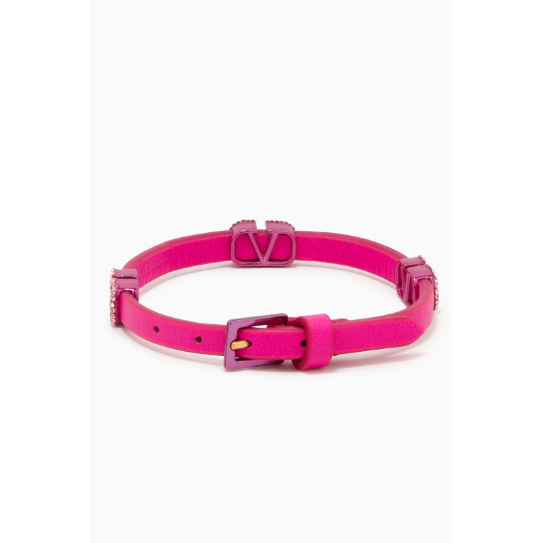 Valentino - Valentino Garavani VLOGO Strass Bracelet in Leather