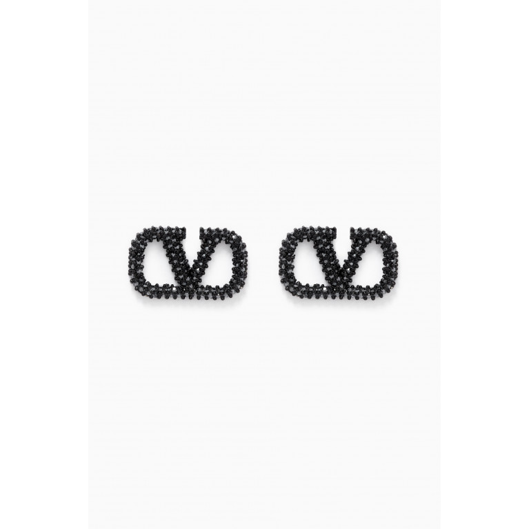 Valentino - Valentino Garavani VLOGO Strass Stud Earrings Black