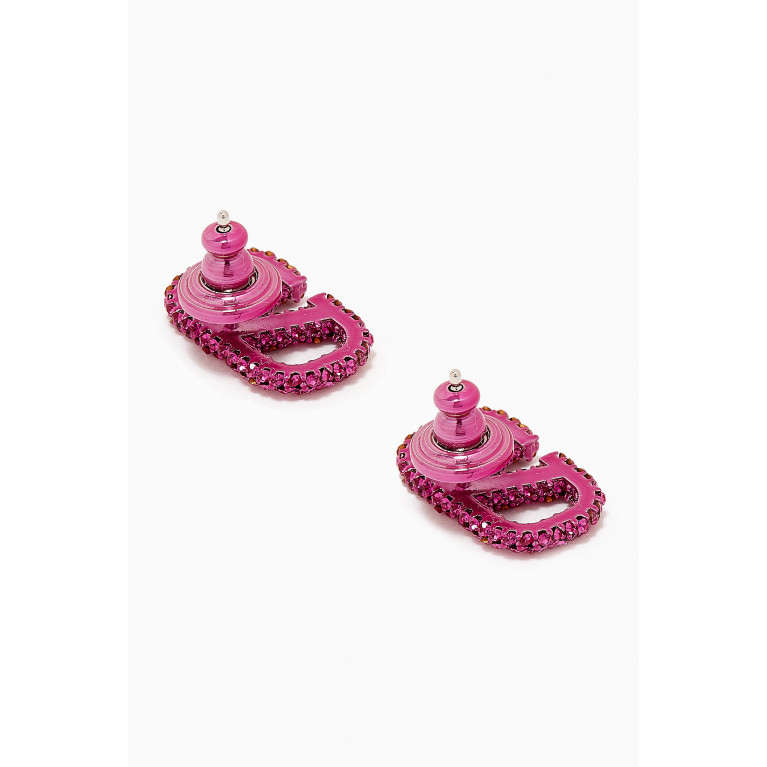 Valentino - Valentino Garavani VLOGO Strass Stud Earrings Pink